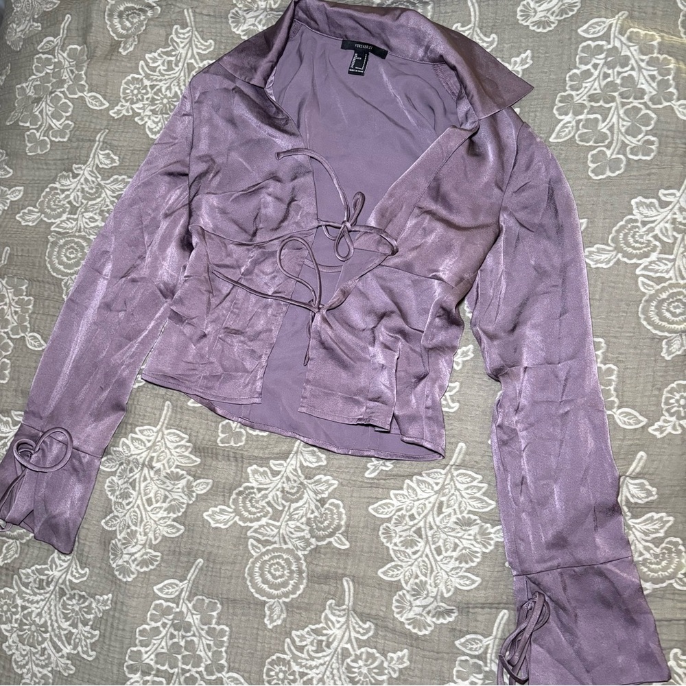 Forever 21 Lavender Blouse with Tie Details